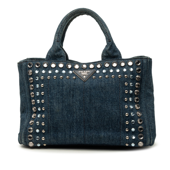 Prada Handbags - Pre-Loved Prada Small Denim Canapa Bijoux Satchel